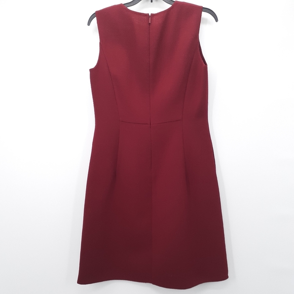 LAFAYETTE Sleeveless Wool Sheath Dress In Scarlet - Picture 4 of 8
